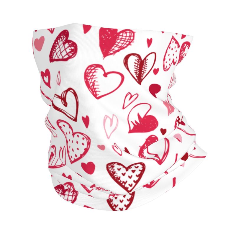 Neck Gaiter Face Cover - Pink Red Love Hearts Bandana Neck