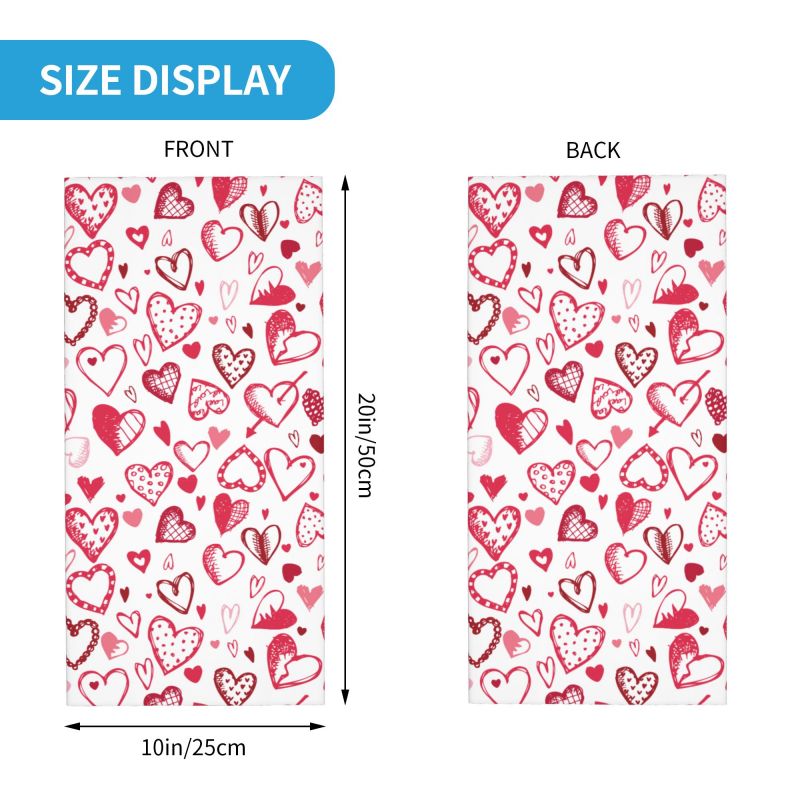 Pink Red Love Hearts Bandana N - Neck Gaiter Face Cover 评论和价格