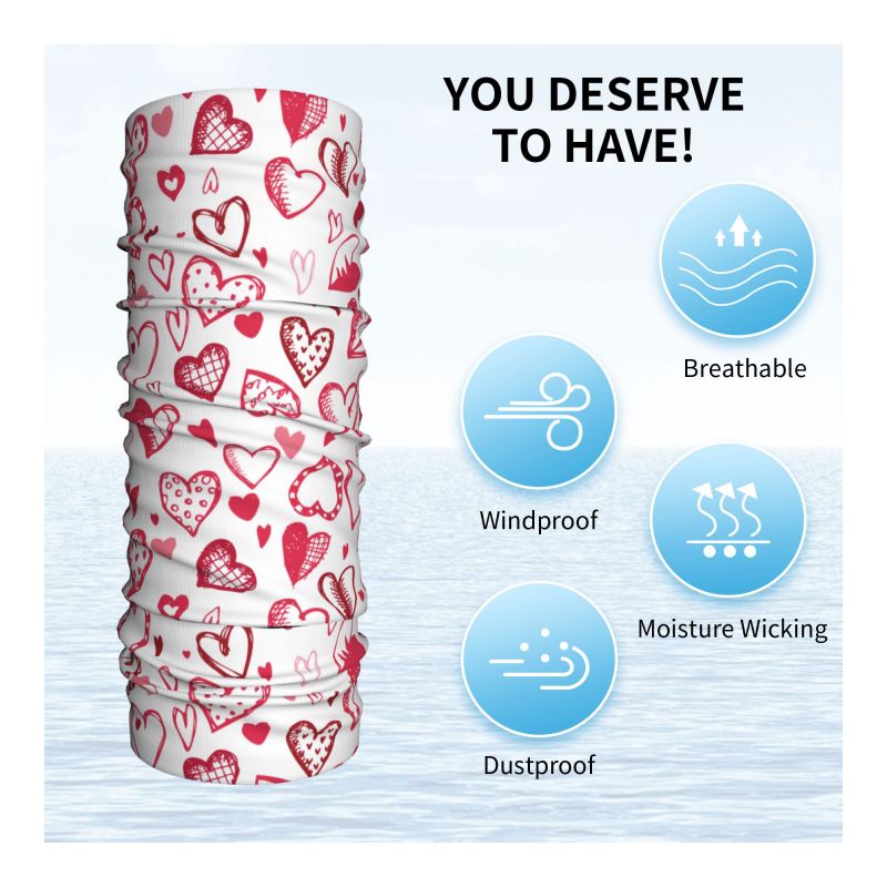 Pink Red Love Hearts Bandana N - Neck Gaiter Face Cover 评论和价格