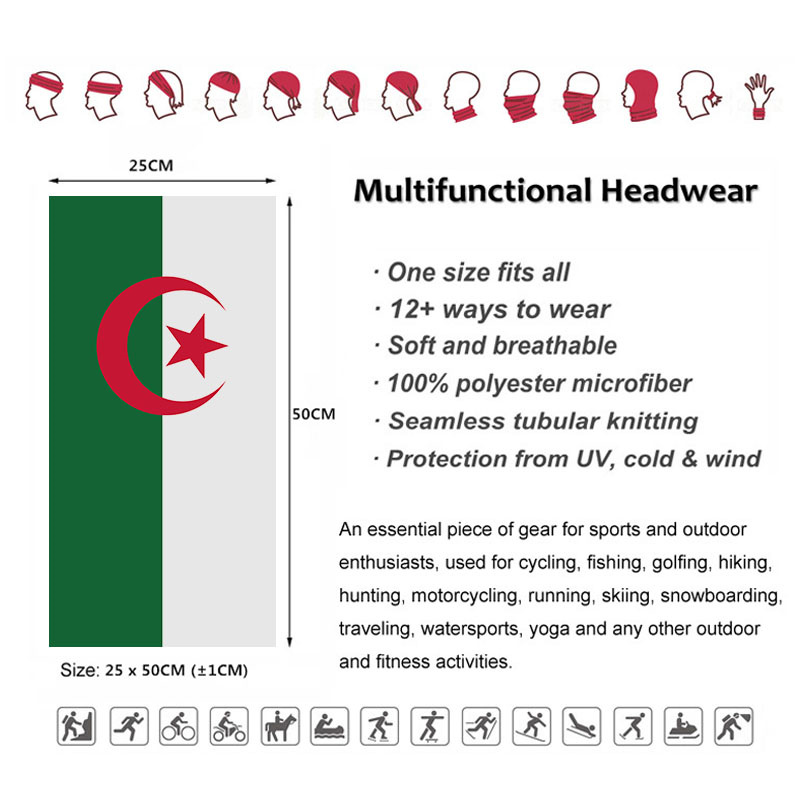 Algeria Flag Printed Bandana H - Neck Gaiter Face Cover 评论和价格