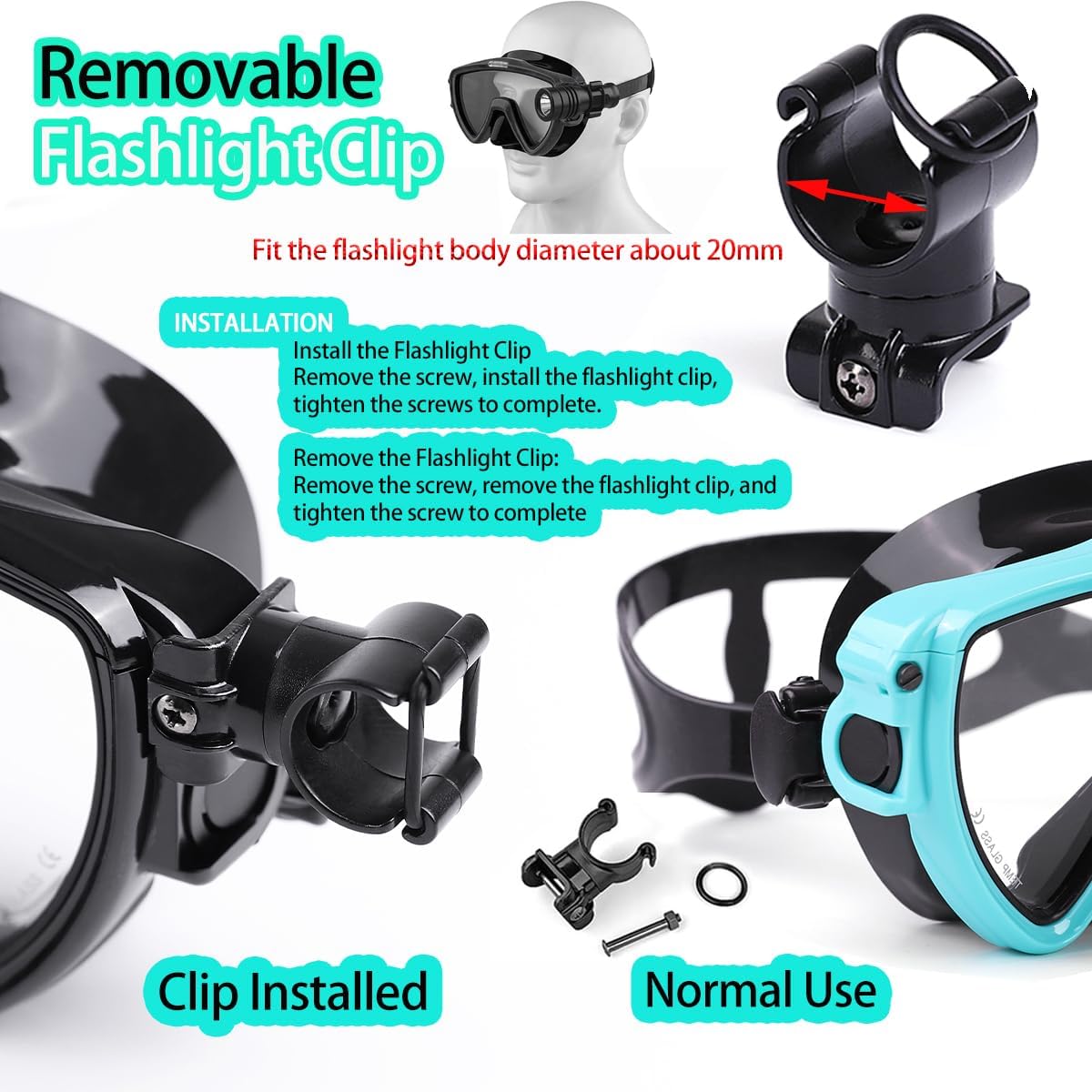 Scuba Diving Mask with Flashli - Silicone Mask Bracket 评论和价格